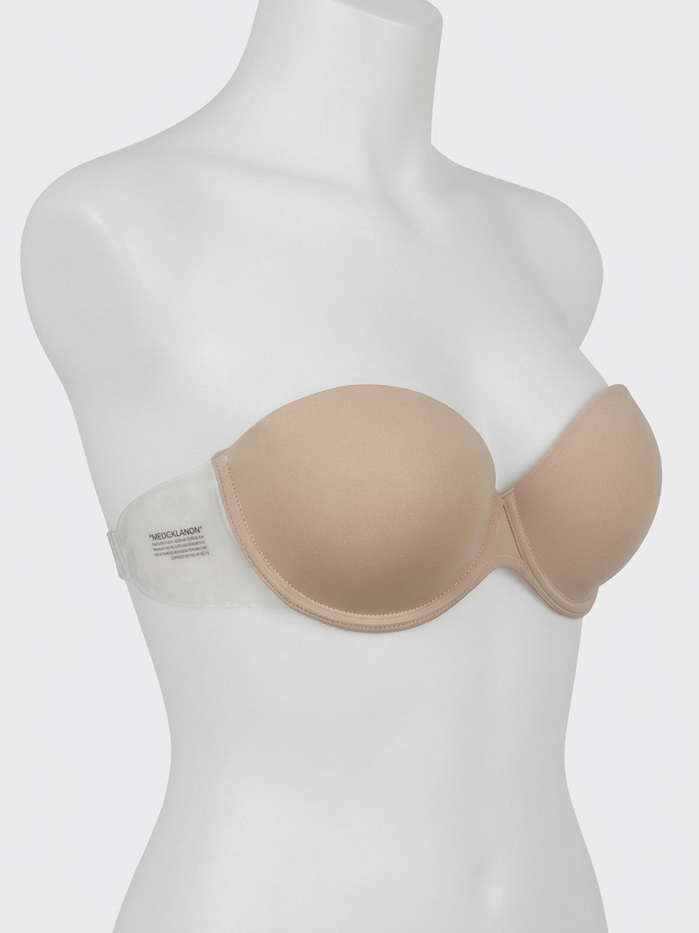 New Nude Backless Strapless Adhesive Sticky Bra Women's Size DD Clear Side Wings